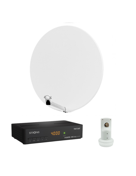 HDSAT Pack Parabole Satellite Fibre Composite Blanche 85cm + LNB Single + Décodeur Satellite ASTRA HD + Carte
