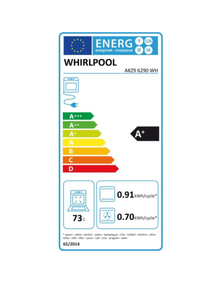 WHIRLPOOL Four encastrable Multifonction Pyrolyse 73L Fermeture Douce