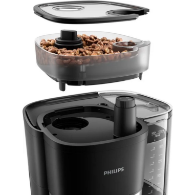 PHILIPS Cafetière filtre programmable avec broyeur 1000W 1.2L