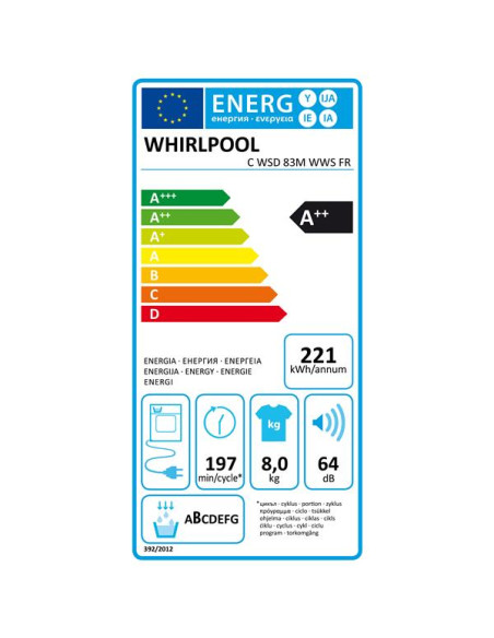 WHIRLPOOL Sèche-linge CWSD83MWWSFR