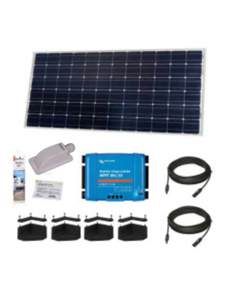 Pack VICTRON Panneau Solaire Monocristallin 360W +  Régulateur Solaire MPPT + Câble 5m + Kit de Pose Solaire