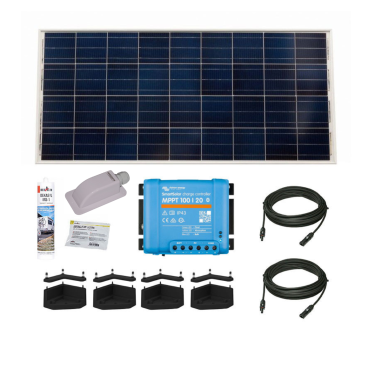 PACK VICTRON Panneau Solaire BlueSolar 215W Monocristallin Camping-Car + Régulateur de Charge + Kit de Pose + Solar Câble