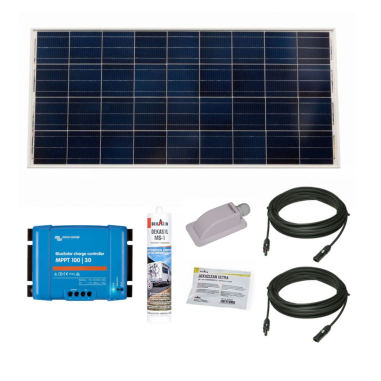 PACK VICTRON Panneau Solaire BlueSolar 215W Monocristallin Camping-Car + Régulateur de Charge + Kit de Pose + Solar Câble