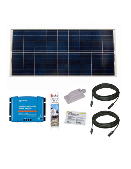 PACK VICTRON Panneau Solaire BlueSolar 215W Monocristallin Camping-Car + Régulateur de Charge + Kit de Pose + Solar Câble