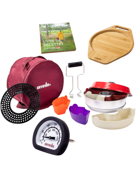 Pack OMNIA Four et accessoires + Thermomètre multifonctions + Dessous-de-plat en bambou + Livre de recettes