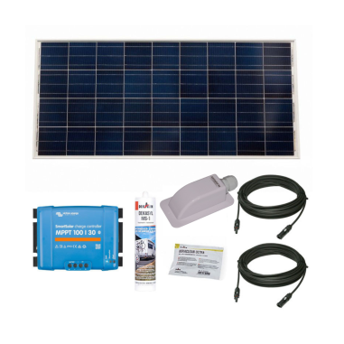 PACK VICTRON Panneau Solaire BlueSolar 215W Monocristallin Camping-Car + Régulateur de Charge + Kit de Pose + Solar Câble