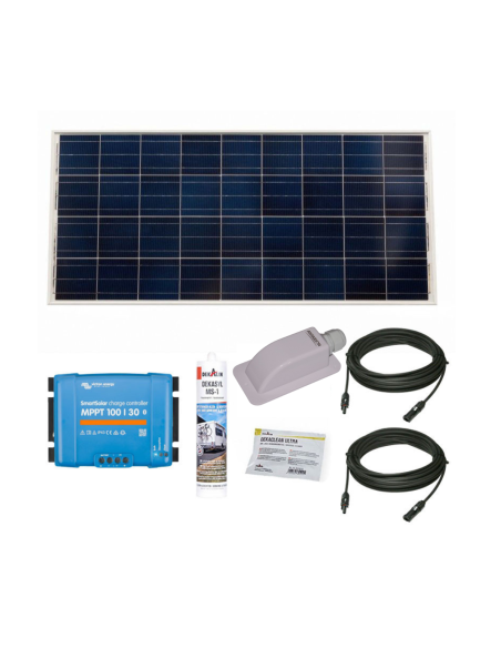 PACK VICTRON Panneau Solaire BlueSolar 215W Monocristallin Camping-Car + Régulateur de Charge + Kit de Pose + Solar Câble