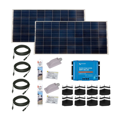 PACK VICTRON 2x Panneaux Solaires Monocristallin 115W + Régulateur MPPT 30A + 2x Câbles 5m + 2x Kits de Pose Solaire