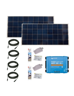 PACK VICTRON 2x Panneaux Solaires Monocristallin 215W + Régulateur MPPT 30A Bluetooth + 2x Câbles 5m + 2x Kits de Pose Solaire