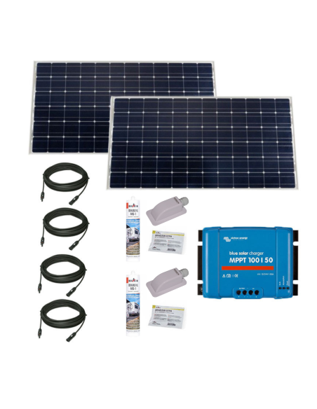 PACK VICTRON 2x Panneaux Solaires Monocristallin 305W + Régulateur MPPT 30A + 2x Câbles 5m + 2x Kits de Pose Solaire