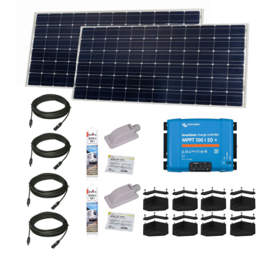 PACK VICTRON 2x Panneaux Solaires Monocristallin 305W + Régulateur MPPT 50A Bluetooth + 2x Câbles 5m + 2x Kits de Pose Solaire