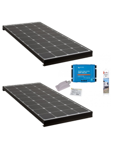 PACK 2xANTARION BLACK BOOSTER 170W Seul Panneau solaire Camping Car + Kit de pose solaire avec Régulateur de Charge