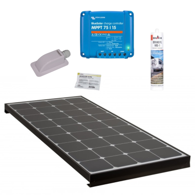 PACK ANTARION BLACK BOOSTER 170W Seul Panneau solaire Camping Car + Kit de pose solaire avec Régulateur de Charge