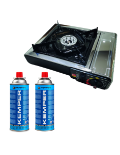 PACK INCASA Réchaud à Gaz Portable + 2X KEMPER Cartouche de Gaz