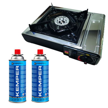 PACK INCASA Réchaud à Gaz Portable + 2X KEMPER Cartouche de Gaz
