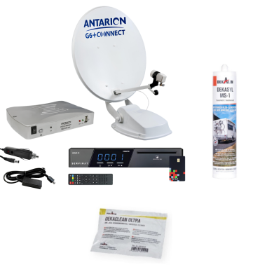 Pack ANTARION Parabole Camping-car et récepteur + Colle adhésif universel + Lingette