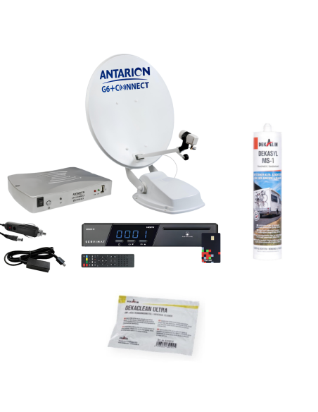 Pack ANTARION Parabole Camping-car et récepteur + Colle adhésif universel + Lingette