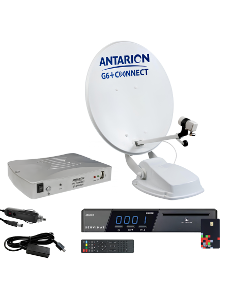 Pack ANTARION Parabole Camping-car et récepteur + Colle adhésif universel + Lingette