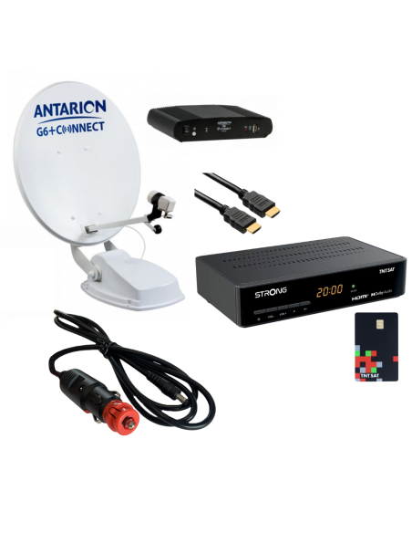 Pack ANTARION Parabole Automatique Camping-car + STRONG Décodeur + HDSAT Cordon Allume Cigare