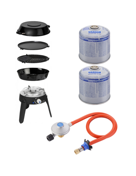 PACK CADAC Barbecue Gaz + Détendeur pour cartouche + 2 Cartouches de gaz