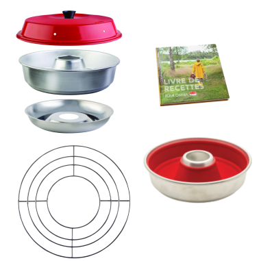 PACK OMNIA Four nomade + Livre de recettes + Moule en silicone rouge à l'unité + Grille pour four