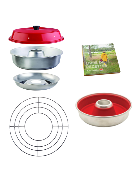 PACK OMNIA Four nomade + Livre de recettes + Moule en silicone rouge à l'unité + Grille pour four