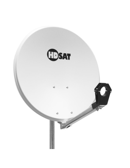 HDSAT Parabole Blanche 65 cm Offset + Support Az/El en Acier Galva - idéal ASTRA EUTELSAT