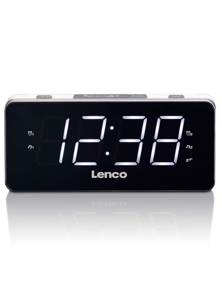 Lenco CR-18 WHITE Radio-réveil PLL FM grand et clair écran LED 1.8'' Blanc
