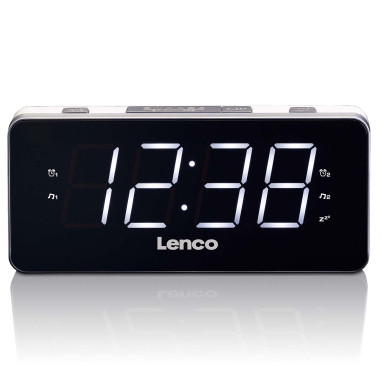 Lenco CR-18 WHITE Radio-réveil PLL FM grand et clair écran LED 1.8'' Blanc