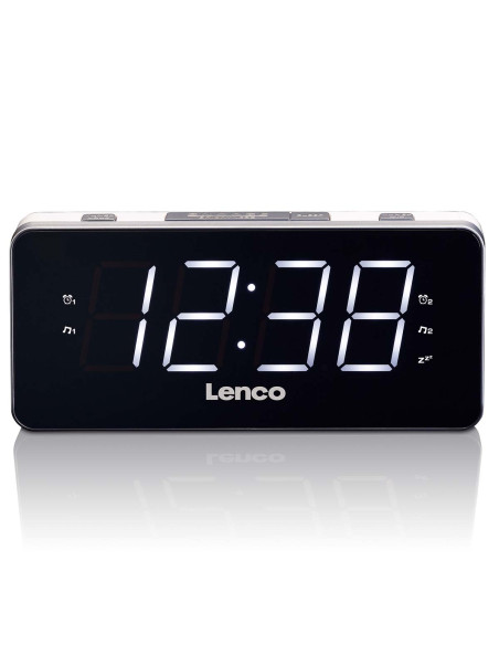 Lenco CR-18 WHITE Radio-réveil PLL FM grand et clair écran LED 1.8'' Blanc