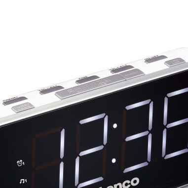 Lenco CR-18 WHITE Radio-réveil PLL FM grand et clair écran LED 1.8'' Blanc