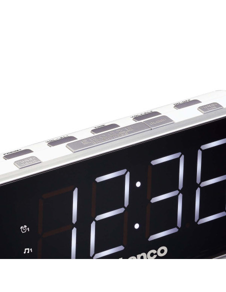 Lenco CR-18 WHITE Radio-réveil PLL FM grand et clair écran LED 1.8'' Blanc