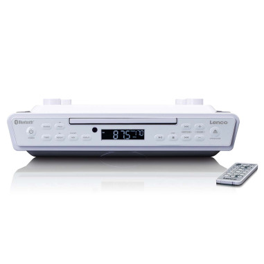 Lenco KCR-150WH Radio-réveil de cuisine avec CD Bluetooth® et télécommande Blanc