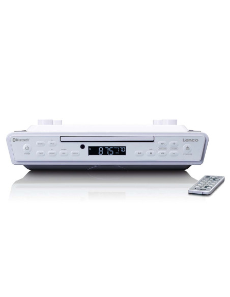 Lenco KCR-150WH Radio-réveil de cuisine avec CD Bluetooth® et télécommande Blanc