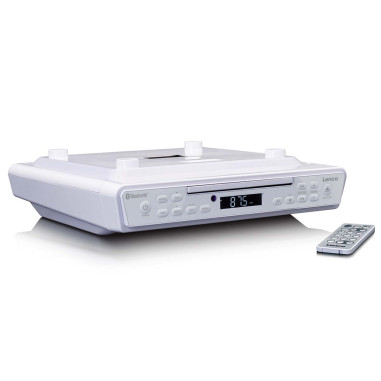 Lenco KCR-150WH Radio-réveil de cuisine avec CD Bluetooth® et télécommande Blanc