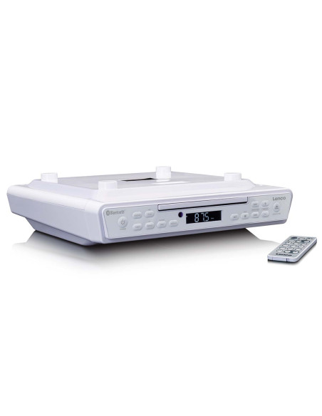 Lenco KCR-150WH Radio-réveil de cuisine avec CD Bluetooth® et télécommande Blanc