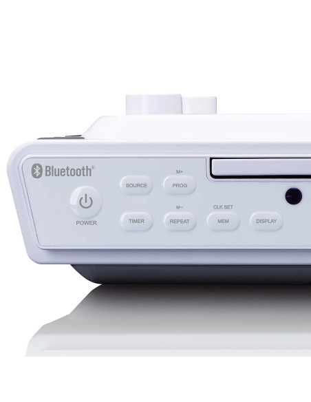 Lenco KCR-150WH Radio-réveil de cuisine avec CD Bluetooth® et télécommande Blanc