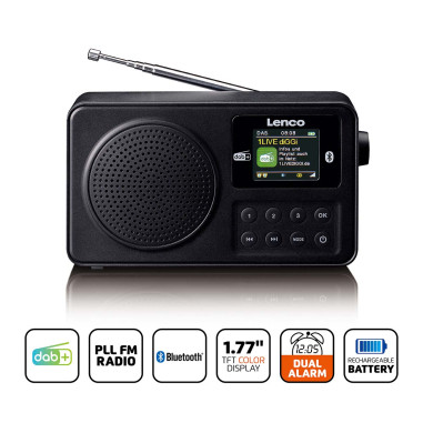 Lenco PDR-033BK Radio portable DAB+/FM avec Bluetooth® Noir