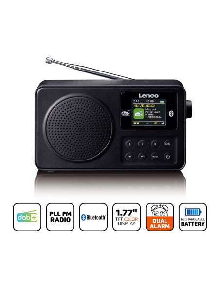 Lenco PDR-033BK Radio portable DAB+/FM avec Bluetooth® Noir