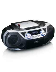 Lenco SCD-720SI Boombox portable avec radio DAB+/FM. Bluetooth®. CD. enregistreur de cassettes et lecteur USB Argent 2