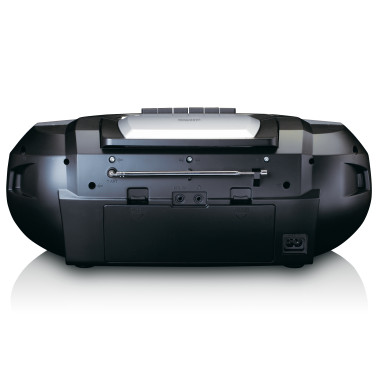 Lenco SCD-720SI Boombox portable avec radio DAB+/FM. Bluetooth®. CD. enregistreur de cassettes et lecteur USB Argent