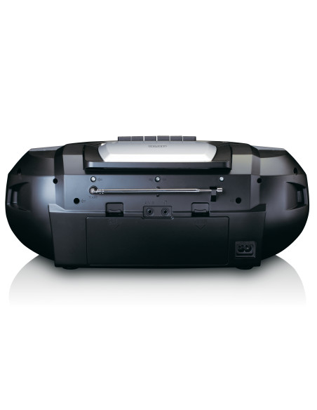 Lenco SCD-720SI Boombox portable avec radio DAB+/FM. Bluetooth®. CD. enregistreur de cassettes et lecteur USB Argent