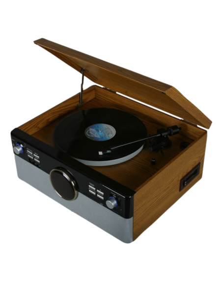 OPTEX Platine Vinyle Vintage Coffret en Bois 7 en 1 Bluetooth