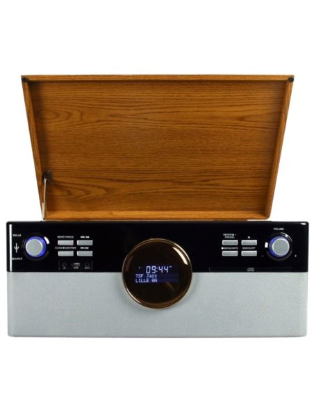 OPTEX Platine Vinyle Vintage Coffret en Bois 7 en 1 Bluetooth