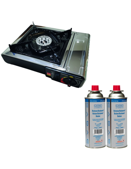 PACK INCASA Réchaud à gaz + CADAC 2 Cartouches de gaz 220G - Camping-car