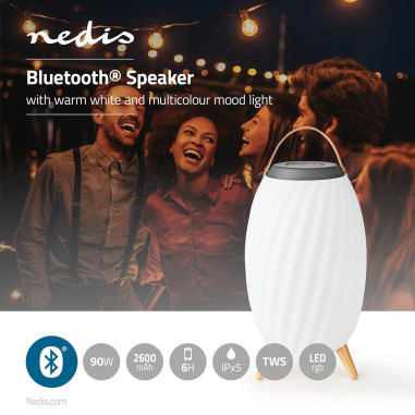 Nedis SPBT35810WT Haut parleur Bluetooth avec lumière d'ambiance