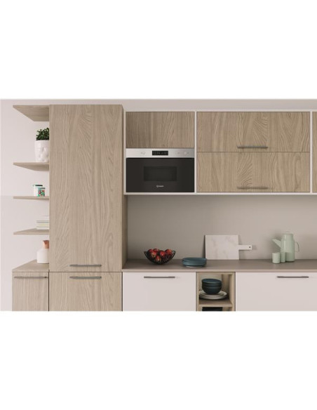 INDESIT Micro-ondes encastrable, inox, solo, 22 L, plateau 25 cm, décongélation