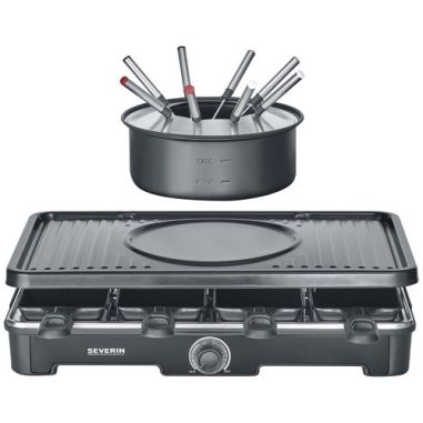 SEVERIN RACLETTE GRILL FONDUE 8PERS 1400W TH° REVETEMENT CERAMIQUE NOIR