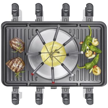 SEVERIN RACLETTE GRILL FONDUE 8PERS 1400W TH° REVETEMENT CERAMIQUE NOIR