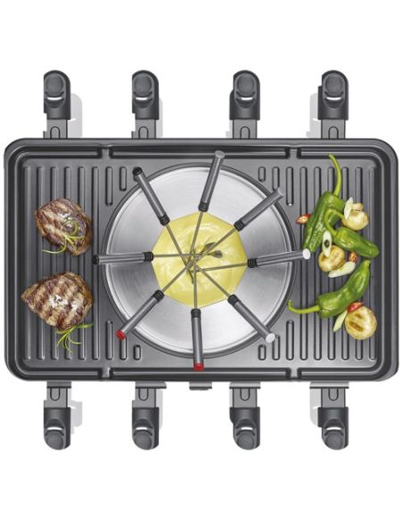 SEVERIN RACLETTE GRILL FONDUE 8PERS 1400W TH° REVETEMENT CERAMIQUE NOIR